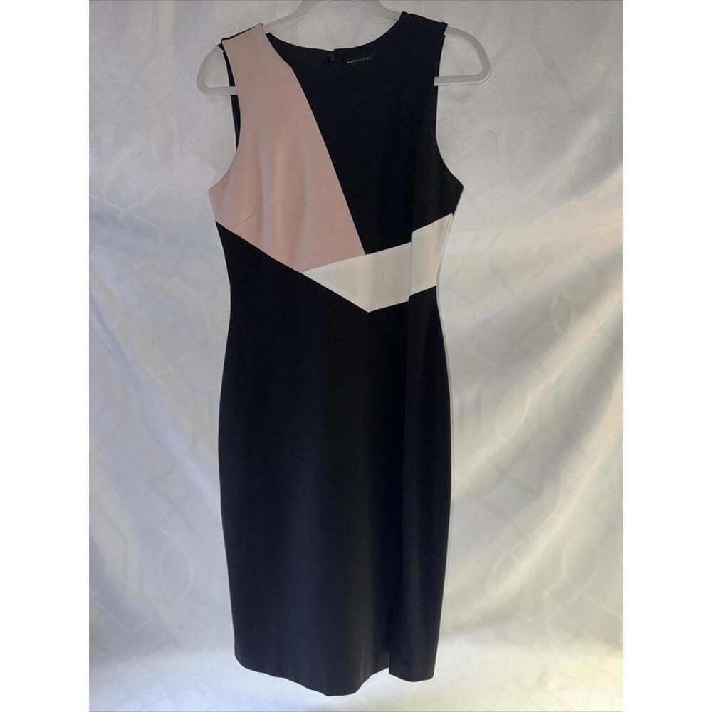 White House Black Market Size 4 White Black and Pink Dress Fully Lined
